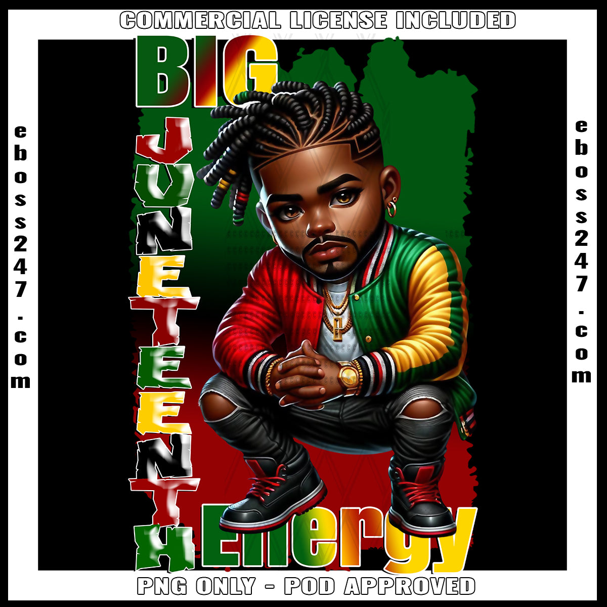 Big Juneteenth Energy Man PNG