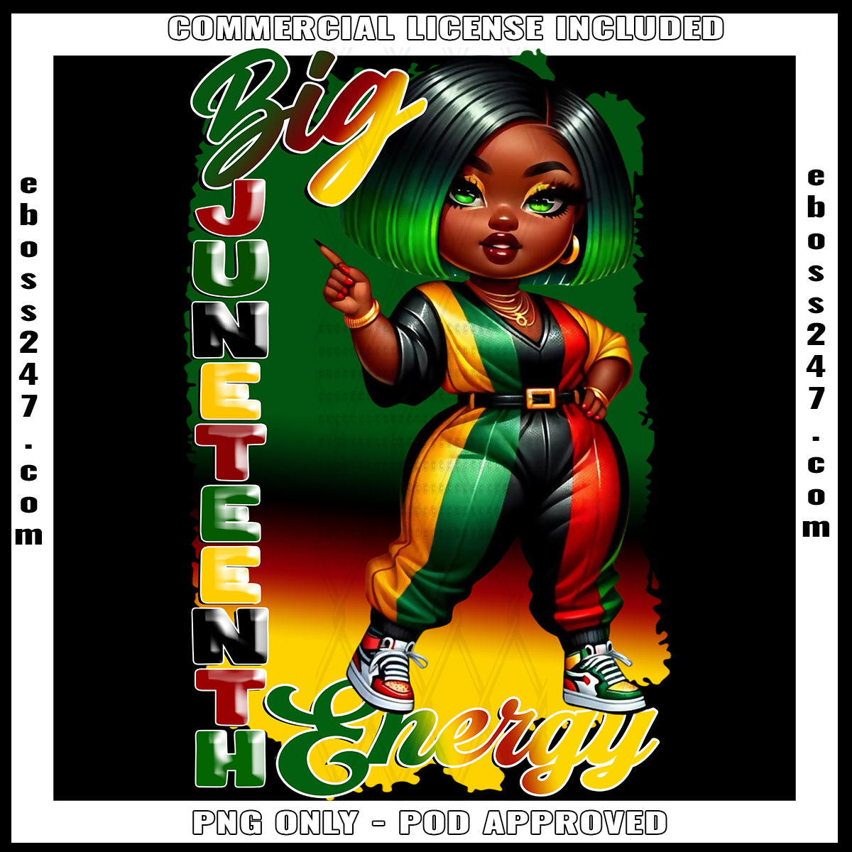 Big Juneteenth Energy Bob PNG