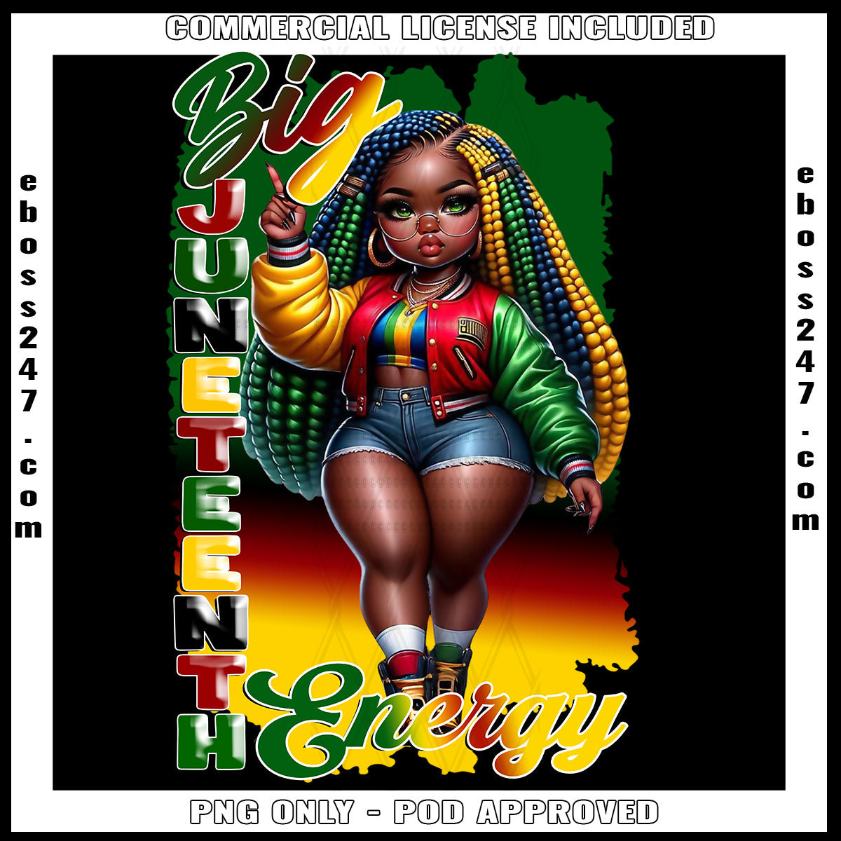 Big Juneteenth Energy Braids PNG