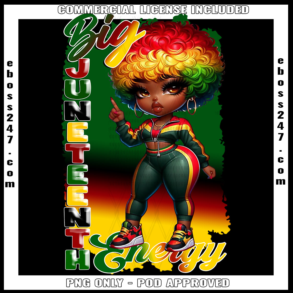Big Juneteenth Energy Feathered Pixie PNG