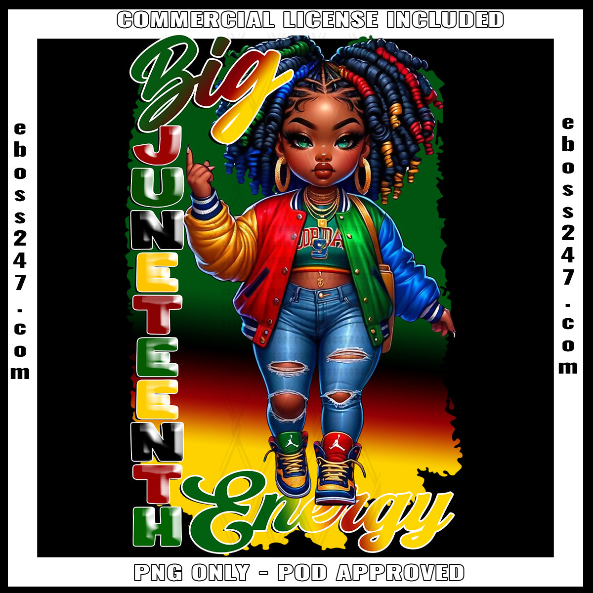 Big Juneteenth Energy Locs PNG