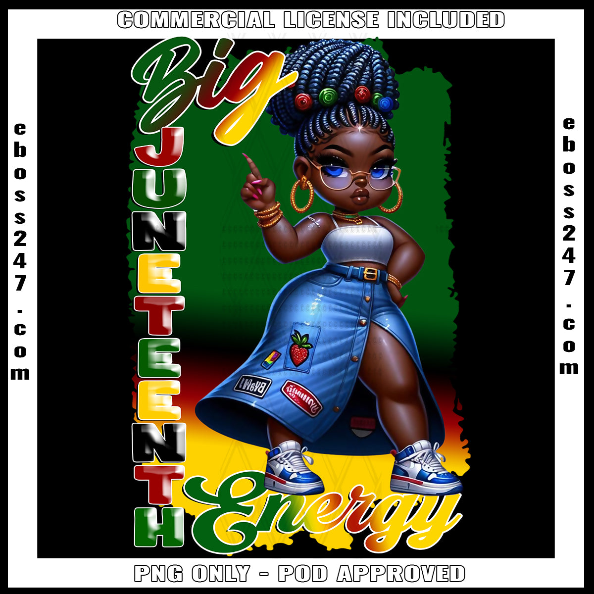 Big Juneteenth Energy Braids Bun PNG