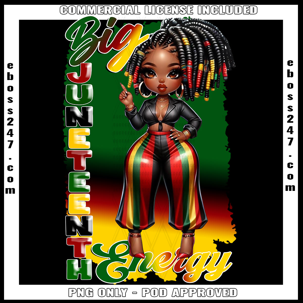 Big Juneteenth Energy Twists PNG