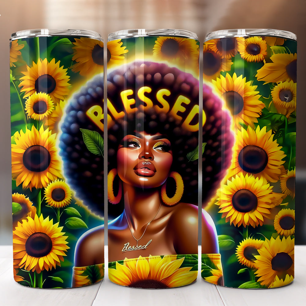 Sunflower Black Woman Tumbler Designs Bundle