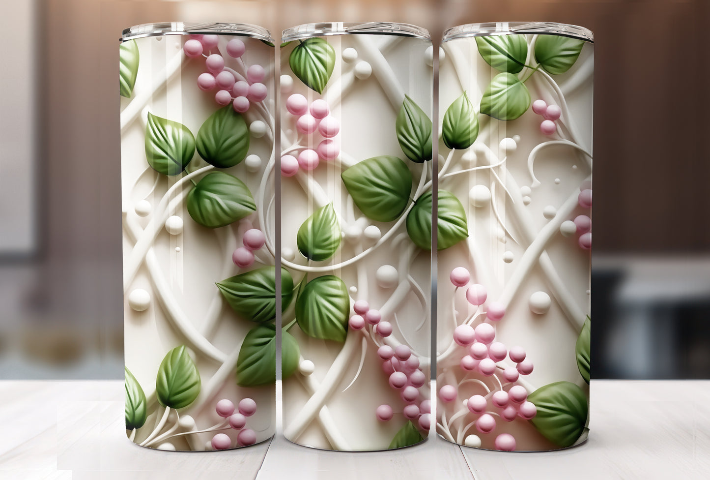 3D Ivy Pearls Tumbler Design PNG/JPG