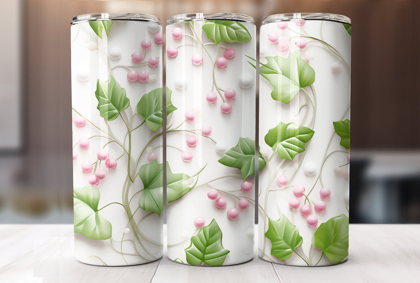 3D Ivy Pearls Tumbler Design PNG/JPG-3