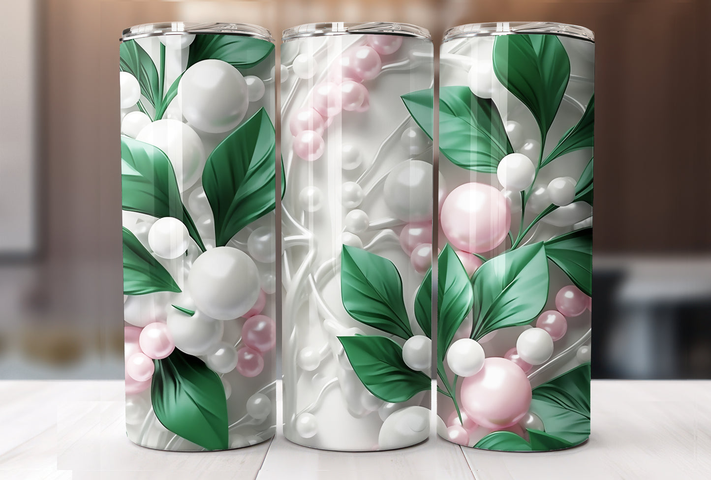 3D Ivy Pearls Tumbler Design PNG/JPG-4