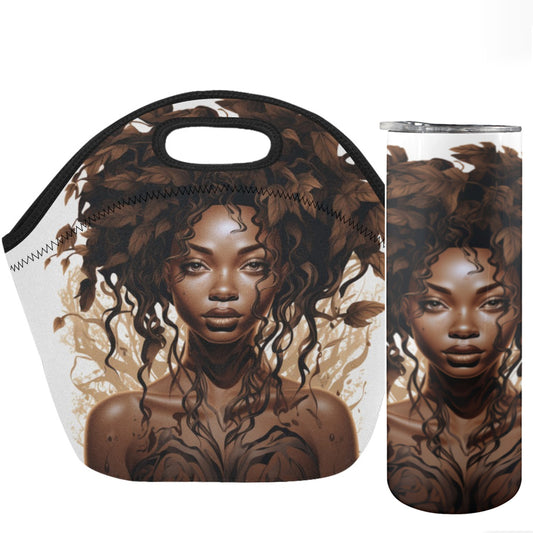 Leaves Hair Lunch Bag Tumbler Set Design