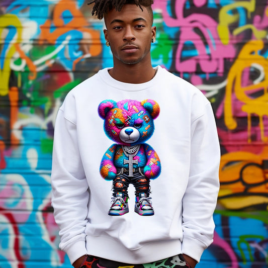 Neon Colorful Hip Hop Bear MRR PNG