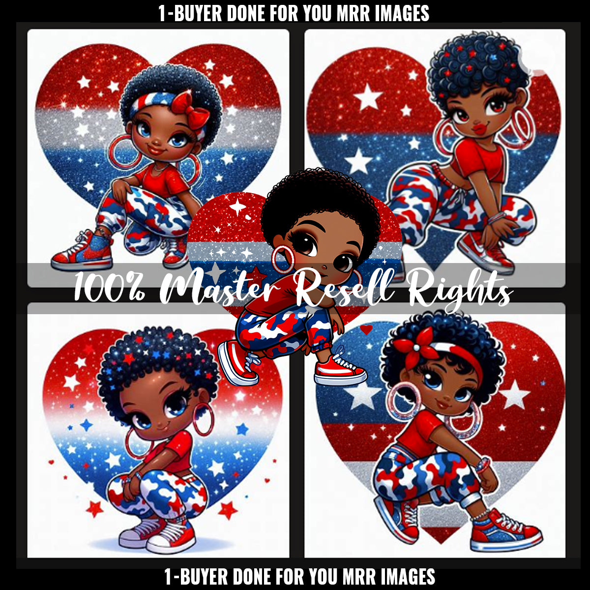 1-Buyer Red White Blue Heart Girls MRR Bundle - Part 1