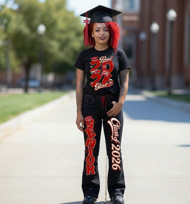 Proud 2026 Grad Sleeve Pants Shirt Bundle - red