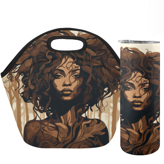 Trees Hair Lunch Bag Tumbler Set Design