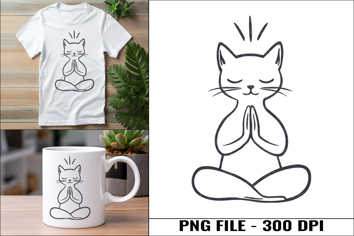 Line Art Yoga Cats MRR Bundle - Part 1