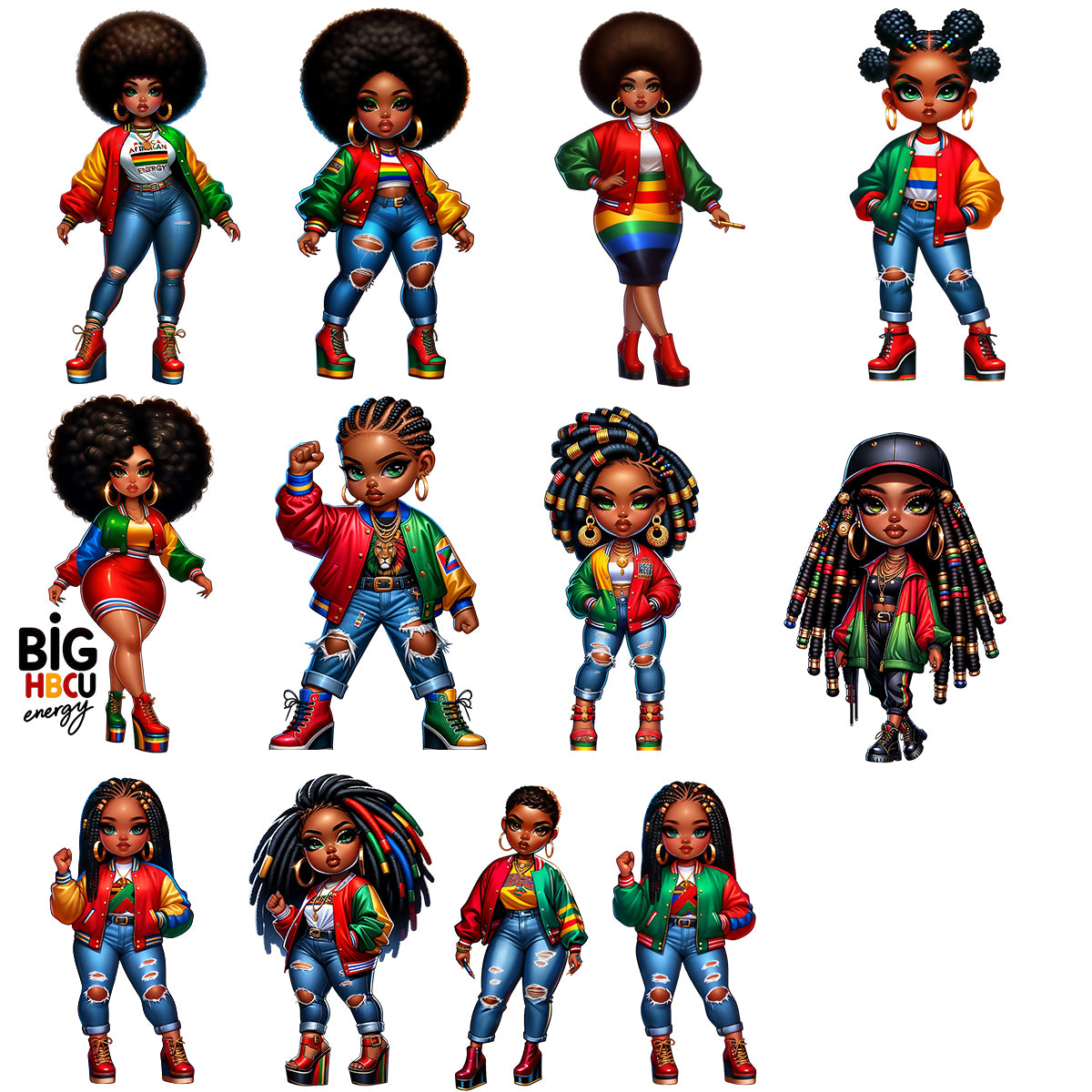 Varsity Jacket Chibi Girls PNG MRR Bundle