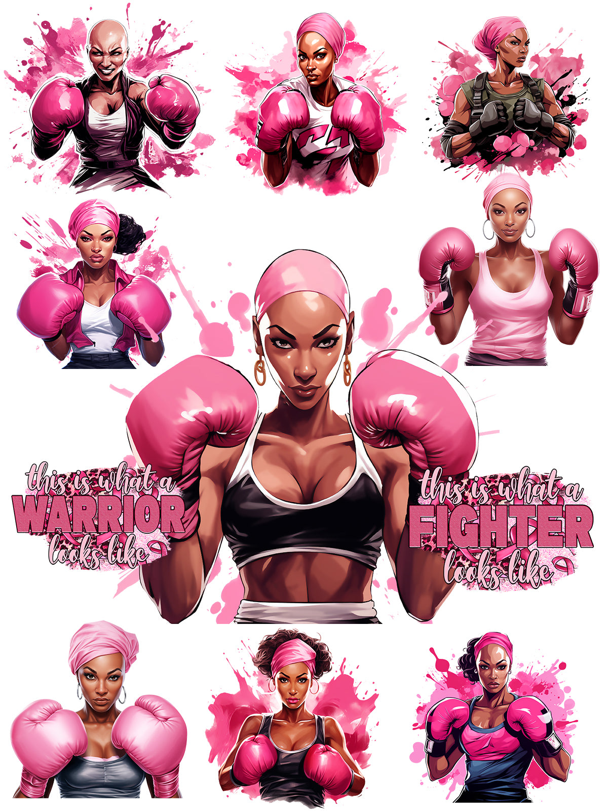 Breast Cancer Fighter/Warrior PNG Bundle