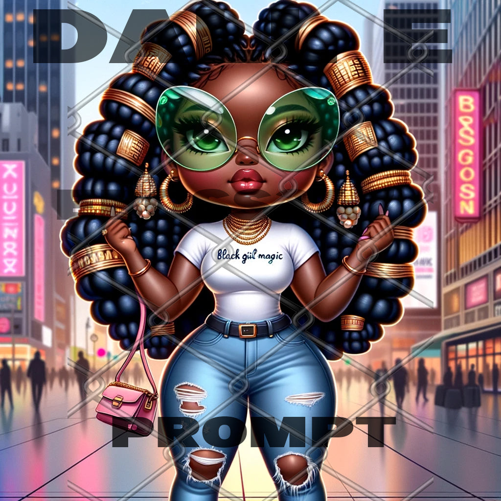 Dall E Prompt: Chibi Girl Cityscape