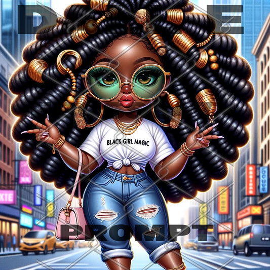 Dall E Prompt: Chibi Girl Cityscape