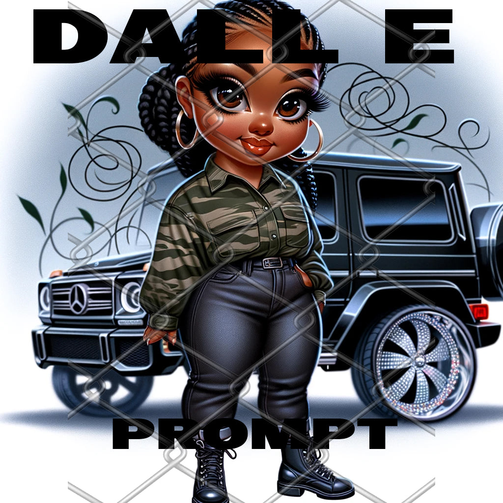 Dall E Prompt: Camouflage Chibi Girl