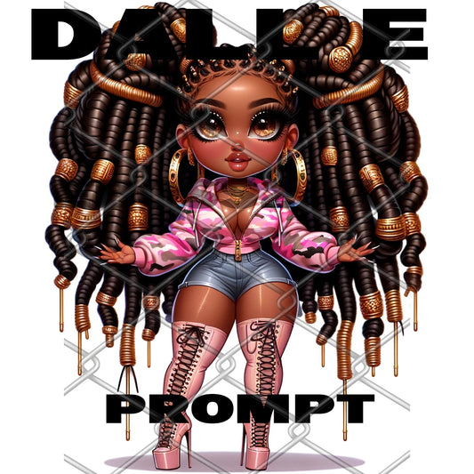 Dall E Prompt: Pink Camo Chibi Girl