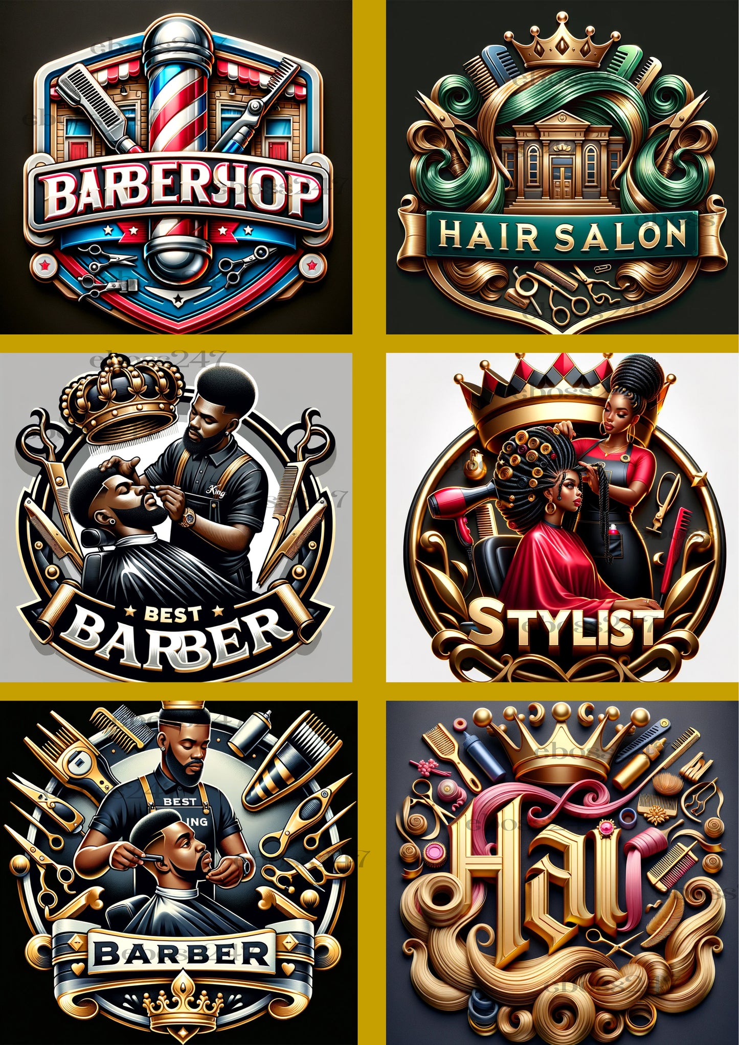 Prompt Guide Dall E: Hairstylist/Barber Logo