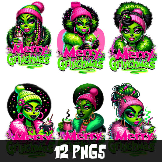 Merry Grinchmas 12 PNG MRR Bundle