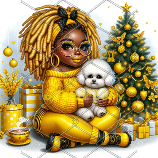 Dall E Prompt: Christmas Woman Sitting