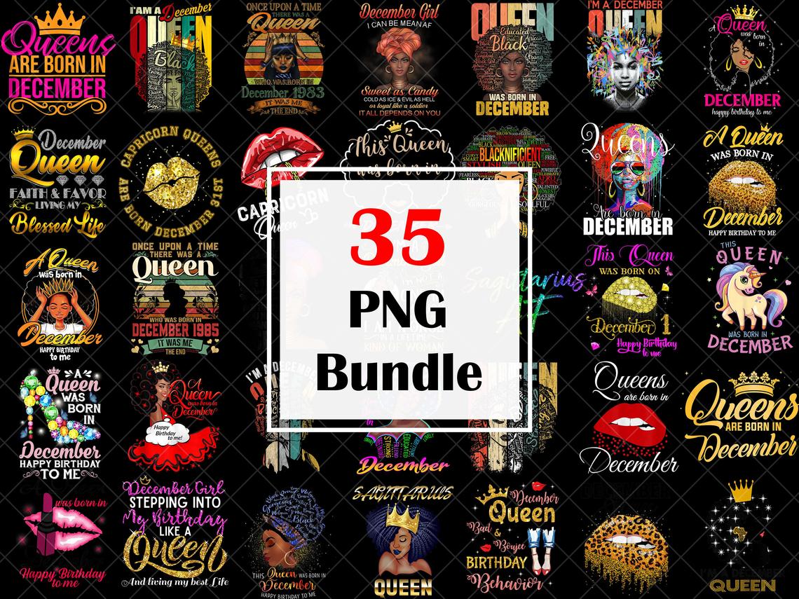 35 December Queen Sagittarius PNGs Bundle