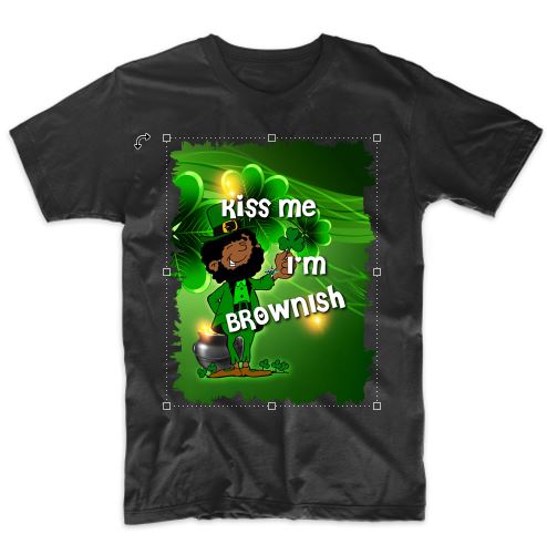 Kiss Me I'm Brownish Leprechaun AOP and Chest Design