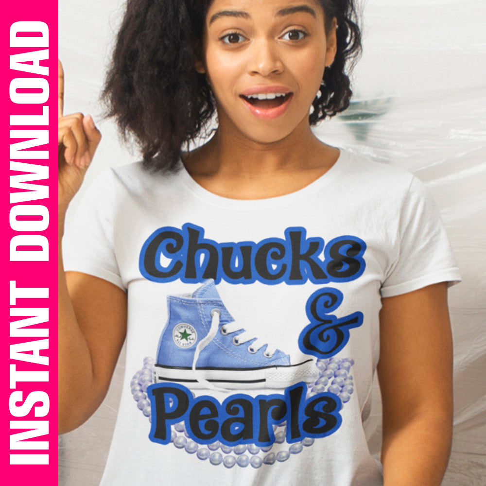 Chucks & Pearls Blue PNG Only