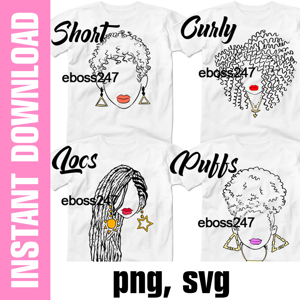 Whats Your Hair Type Bundle PNG SVGs