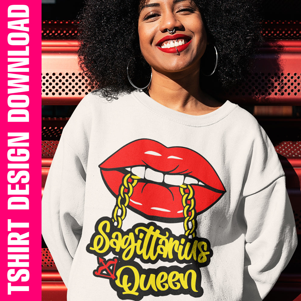 Sagittarius Queen Lips Zodiac PNG SVG
