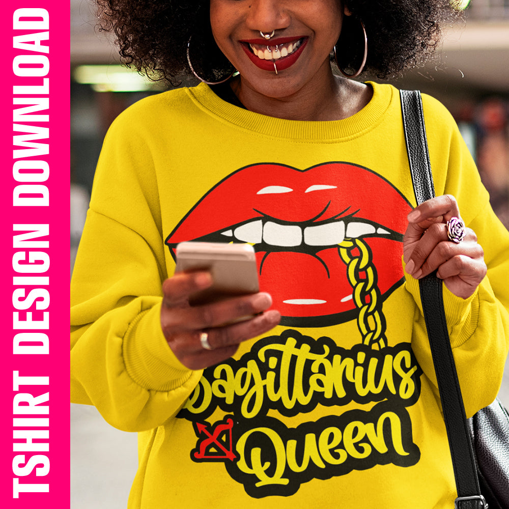 Sagittarius Queen Lips Zodiac PNG SVG