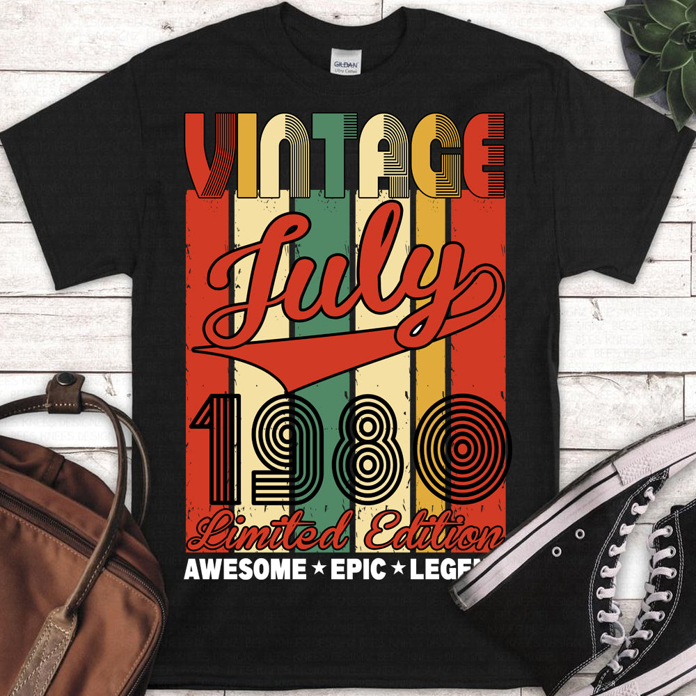 Vintage July 1980 PNG SVG