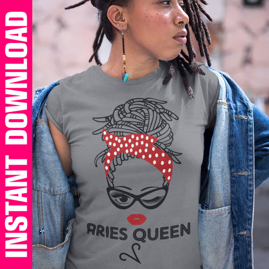 Aries Locs Bun Queen PNG SVG
