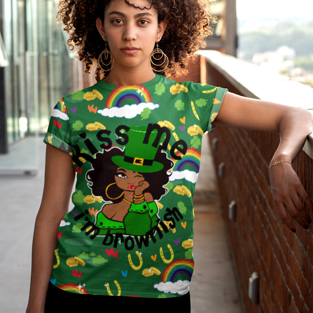 Rainbow Kiss Me I'm Brownish AOP Sublimation and Chest Design