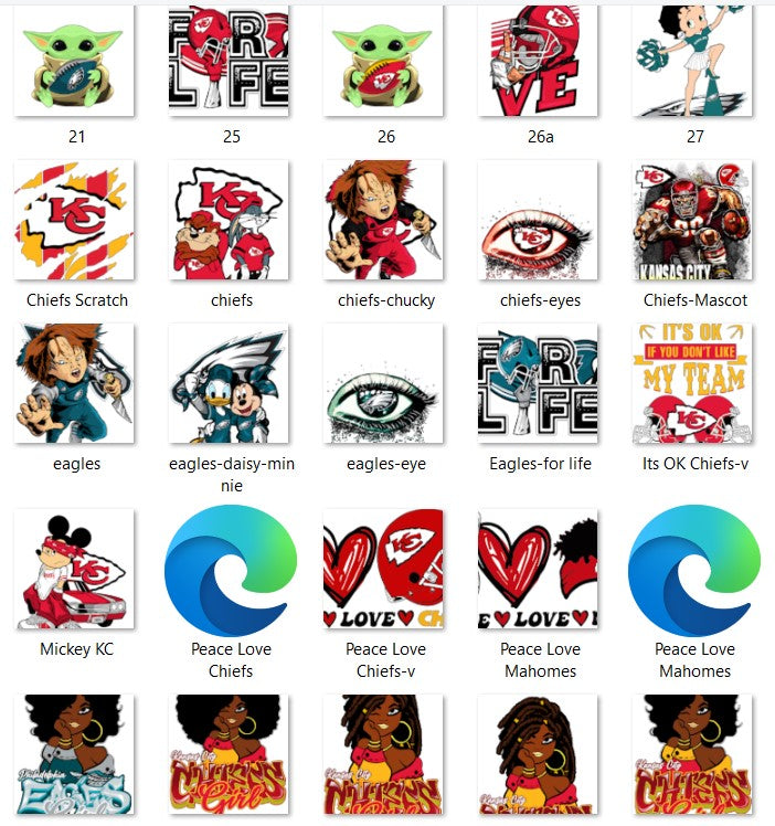 Chiefs Eagles Superbowl PNG Bundle