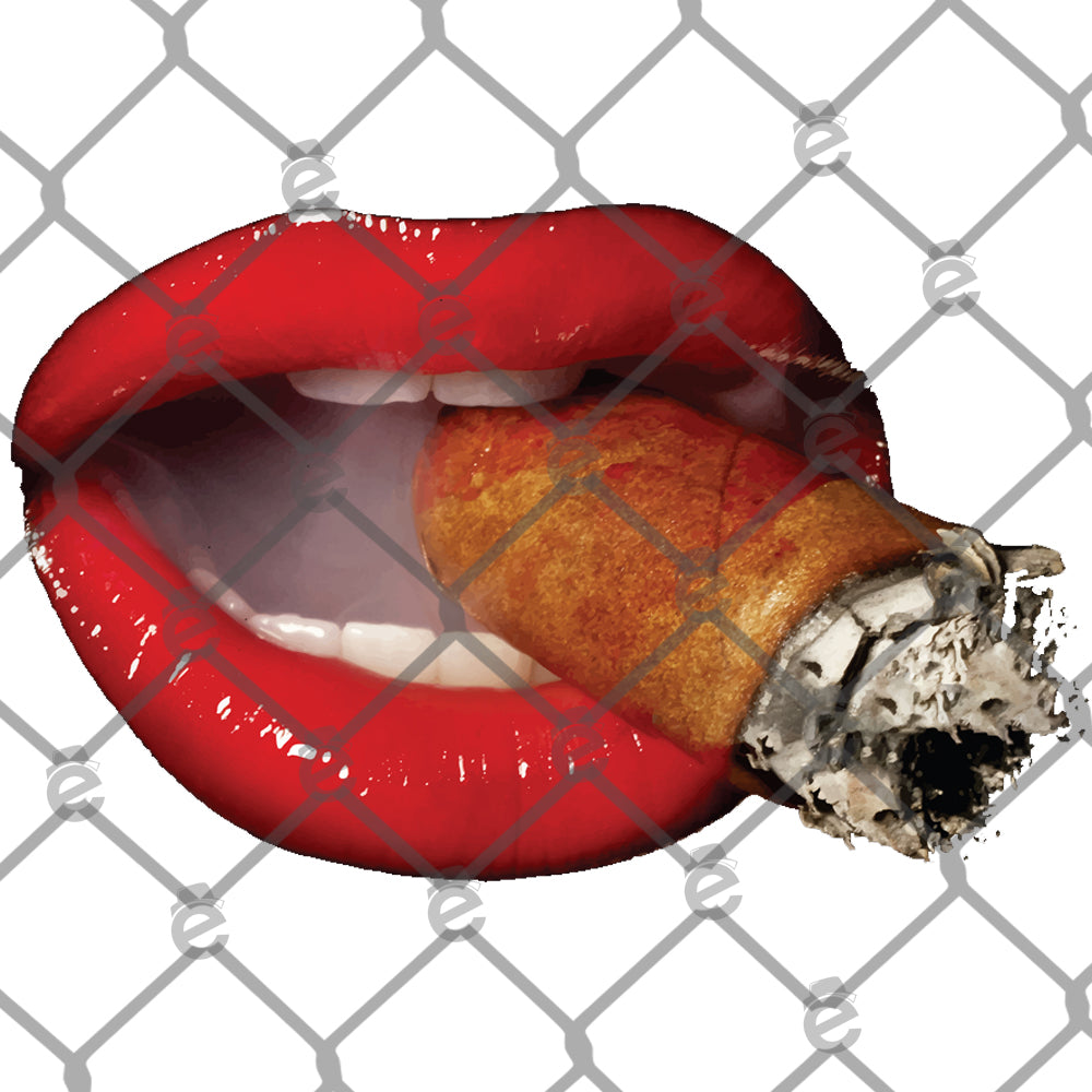 Red Lips Smoking Cigar Mask Design PNG SVG