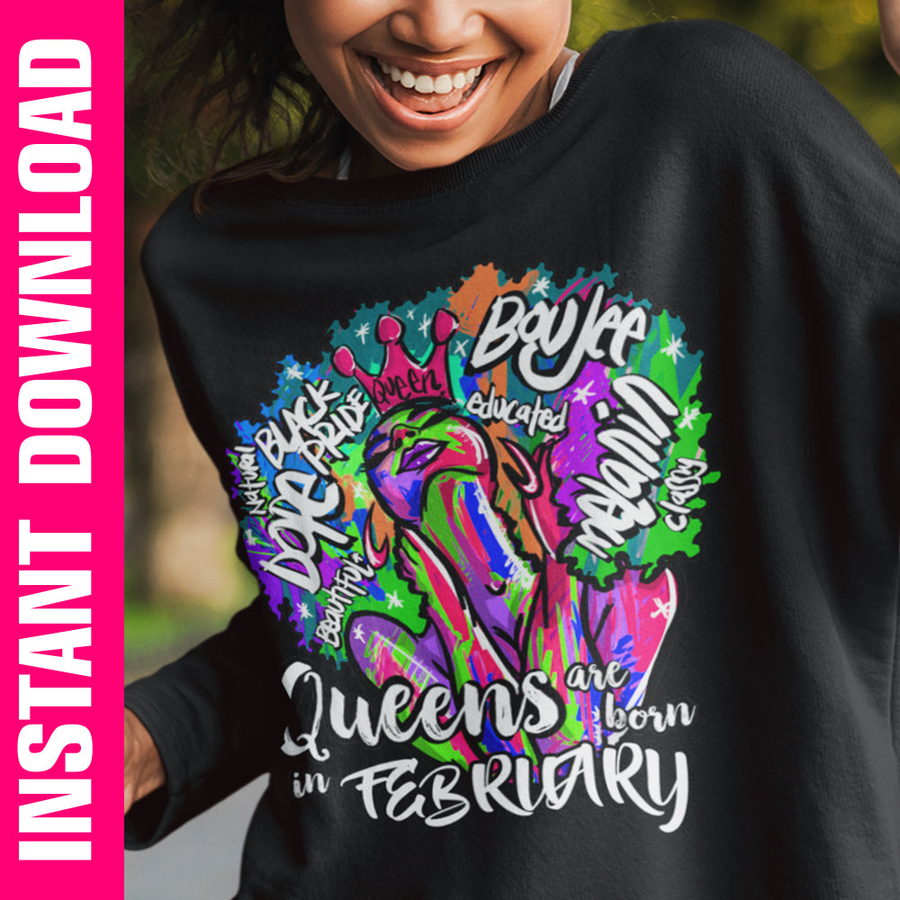 Queens Are Born In February PNG SVG