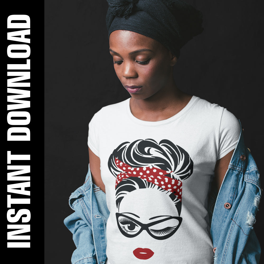 Woman with Hair Wrap PNG SVG