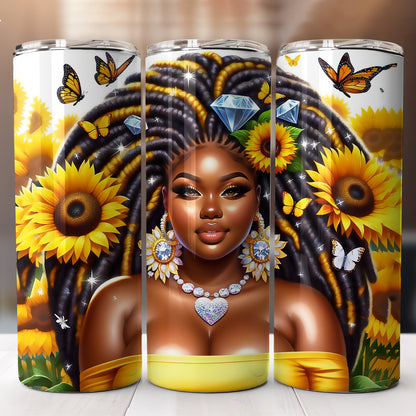 Sunflower Black Woman Tumbler Designs Bundle