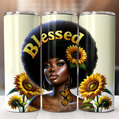 Sunflower Black Woman Tumbler Designs Bundle