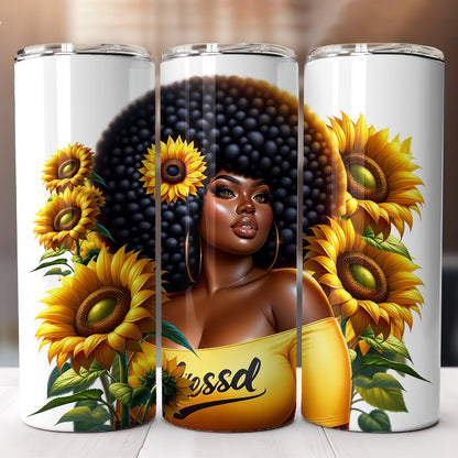 Sunflower Black Woman Tumbler Designs Bundle