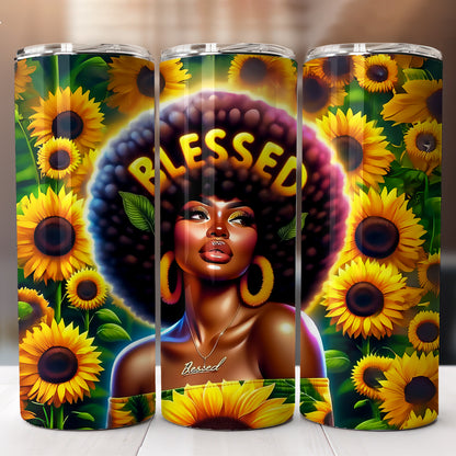 Sunflower Black Woman Tumbler Designs Bundle