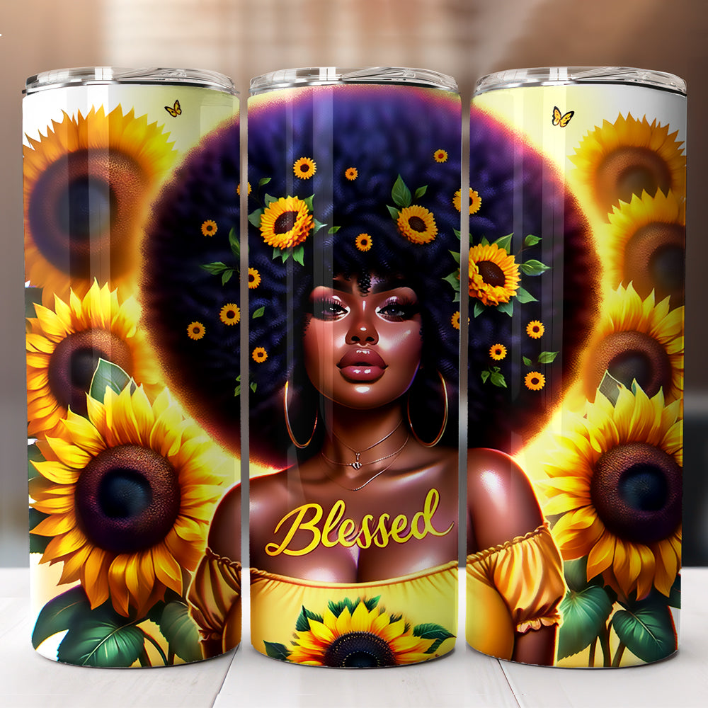 Sunflower Black Woman Tumbler Designs Bundle