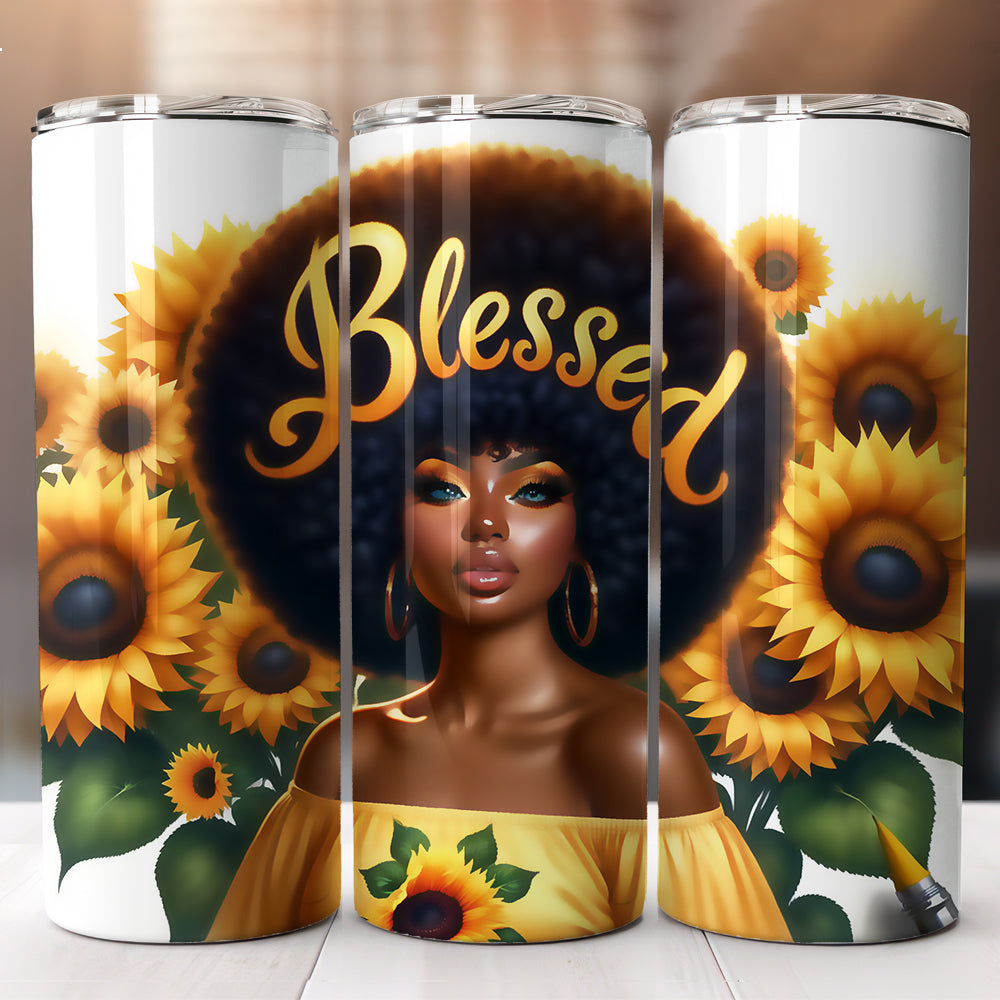 Sunflower Black Woman Tumbler Designs Bundle