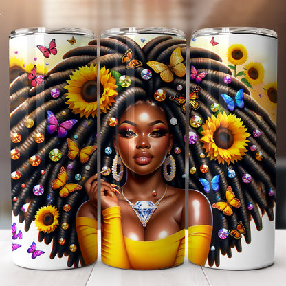 Sunflower Black Woman Tumbler Designs Bundle