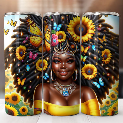 Sunflower Black Woman Tumbler Designs Bundle