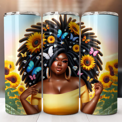 Sunflower Black Woman Tumbler Designs Bundle