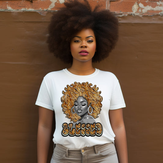 Blessed Brown Afro Woman Sublimation Transfer