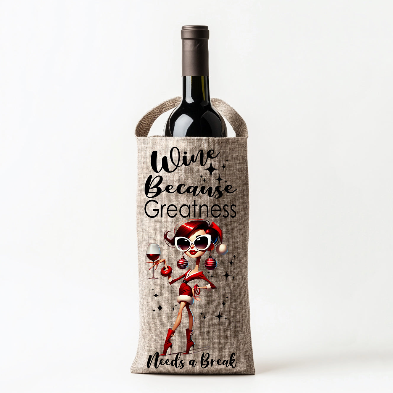 Wine Because Gift Bag Design PNG